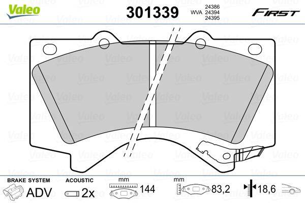 Valeo 301339 Bremsbelagsatz, Scheibenbremse