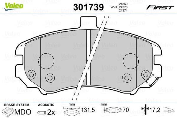 Valeo 301739 Bremsbelagsatz, Scheibenbremse