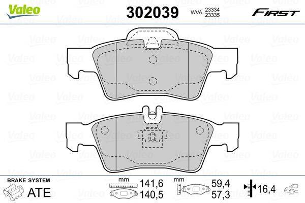 Valeo 302039 Bremsbelagsatz, Scheibenbremse