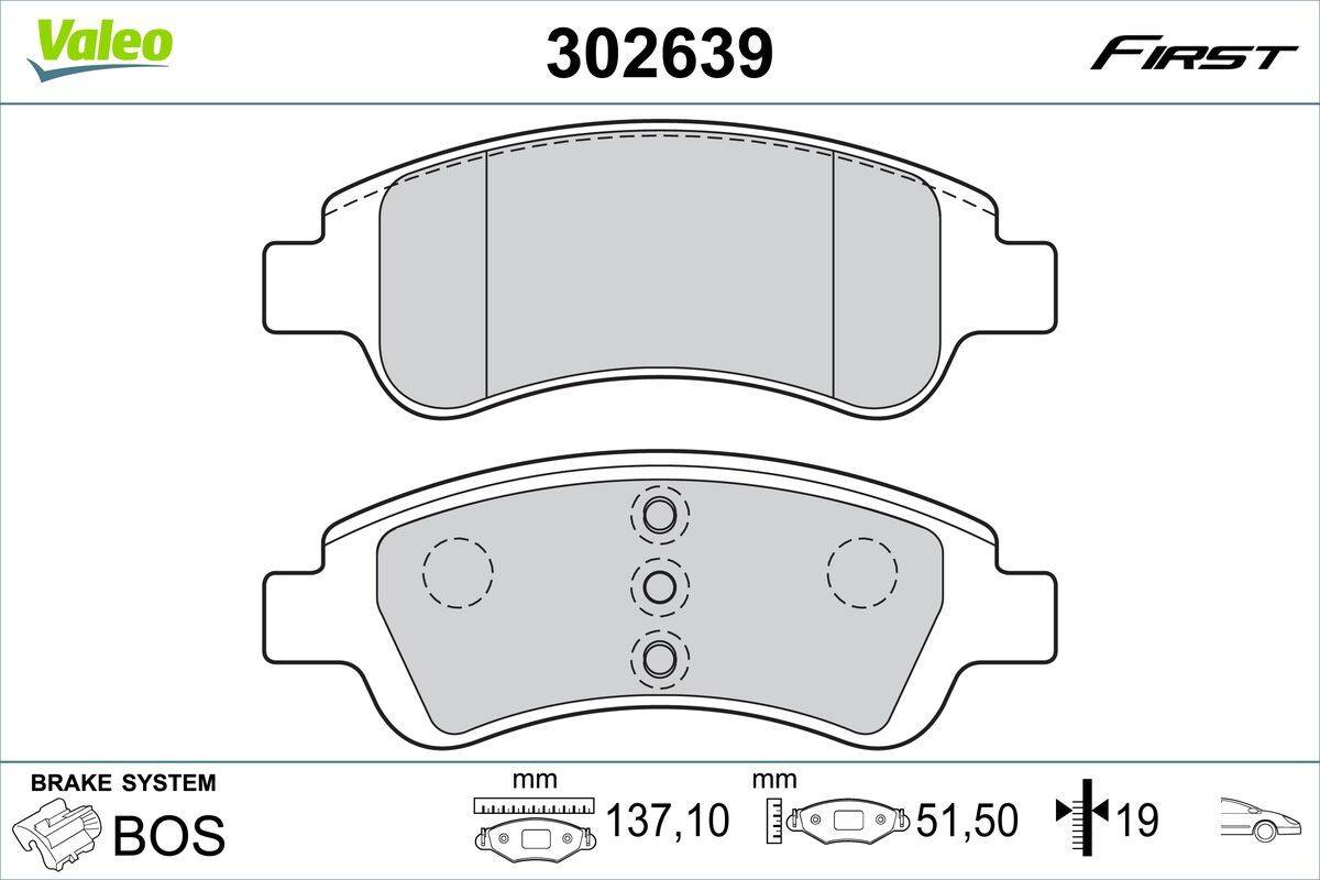 Valeo 302639 Bremsbelagsatz, Scheibenbremse
