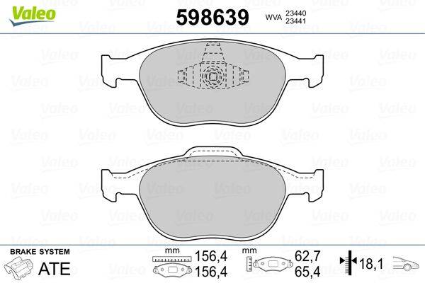 Valeo 598639 Bremsbelagsatz, Scheibenbremse