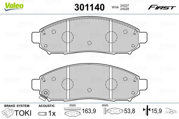 Valeo 301140 Bremsbelagsatz, Scheibenbremse