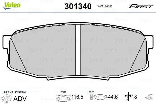 Valeo 301340 Bremsbelagsatz, Scheibenbremse