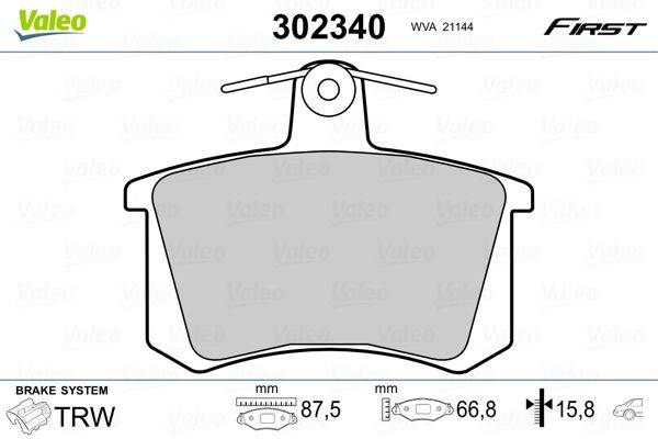 Valeo 302340 Bremsbelagsatz, Scheibenbremse