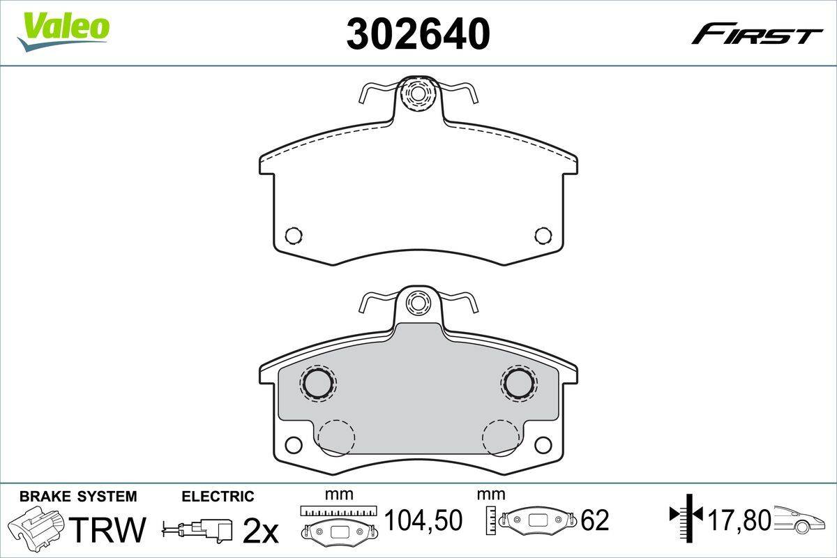 Valeo 302640 Bremsbelagsatz, Scheibenbremse