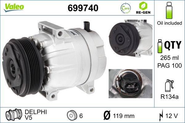 Valeo 699740 Kompressor, Klimaanlage