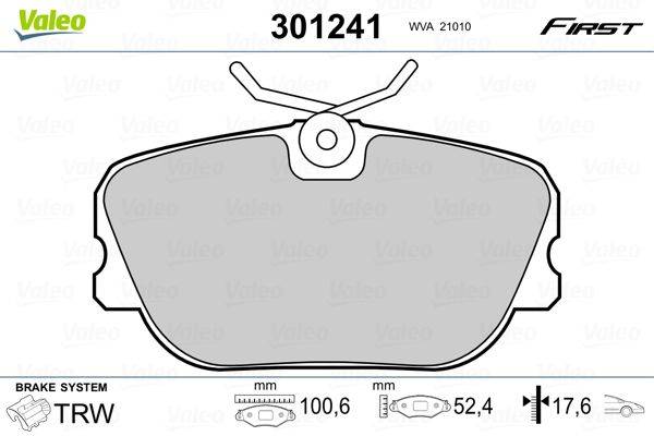 Valeo 301241 Bremsbelagsatz, Scheibenbremse