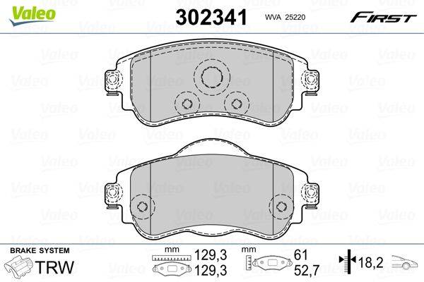 Valeo 302341 Bremsbelagsatz, Scheibenbremse