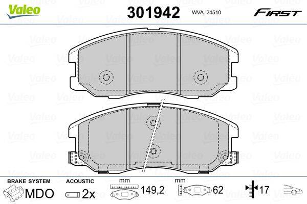 Valeo 301942 Bremsbelagsatz, Scheibenbremse