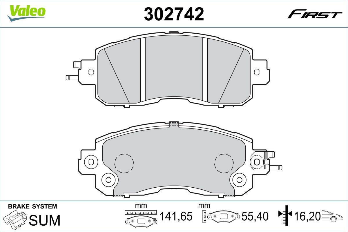 Valeo 302742 Bremsbelagsatz, Scheibenbremse
