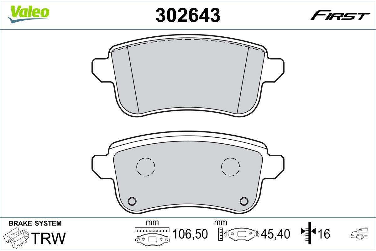 Valeo 302643 Bremsbelagsatz, Scheibenbremse