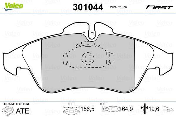 Valeo 301044 Bremsbelagsatz, Scheibenbremse