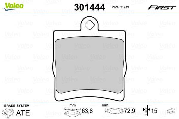 Valeo 301444 Bremsbelagsatz, Scheibenbremse