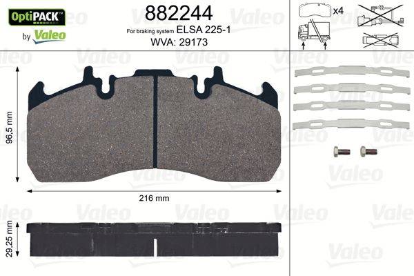 Valeo 882244 Bremsbelagsatz, Scheibenbremse