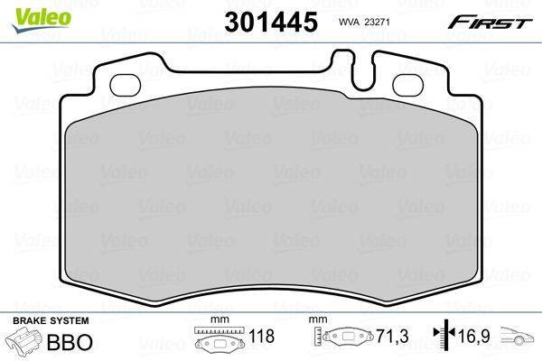 Valeo 301445 Bremsbelagsatz, Scheibenbremse