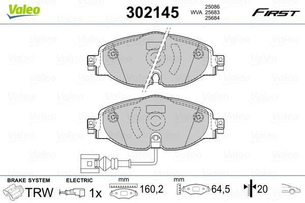 Valeo 302145 Bremsbelagsatz, Scheibenbremse
