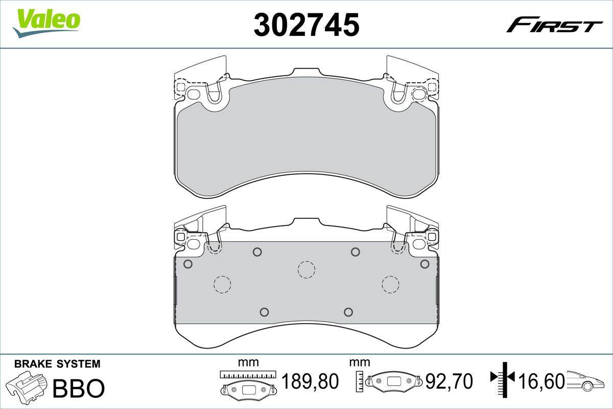 Valeo 302745 Bremsbelagsatz, Scheibenbremse