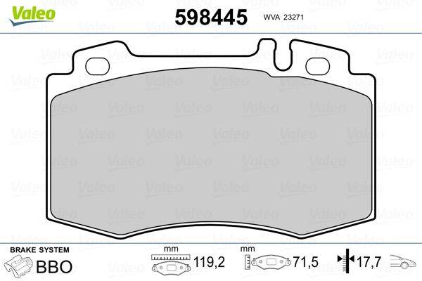 Valeo 598445 Bremsbelagsatz, Scheibenbremse