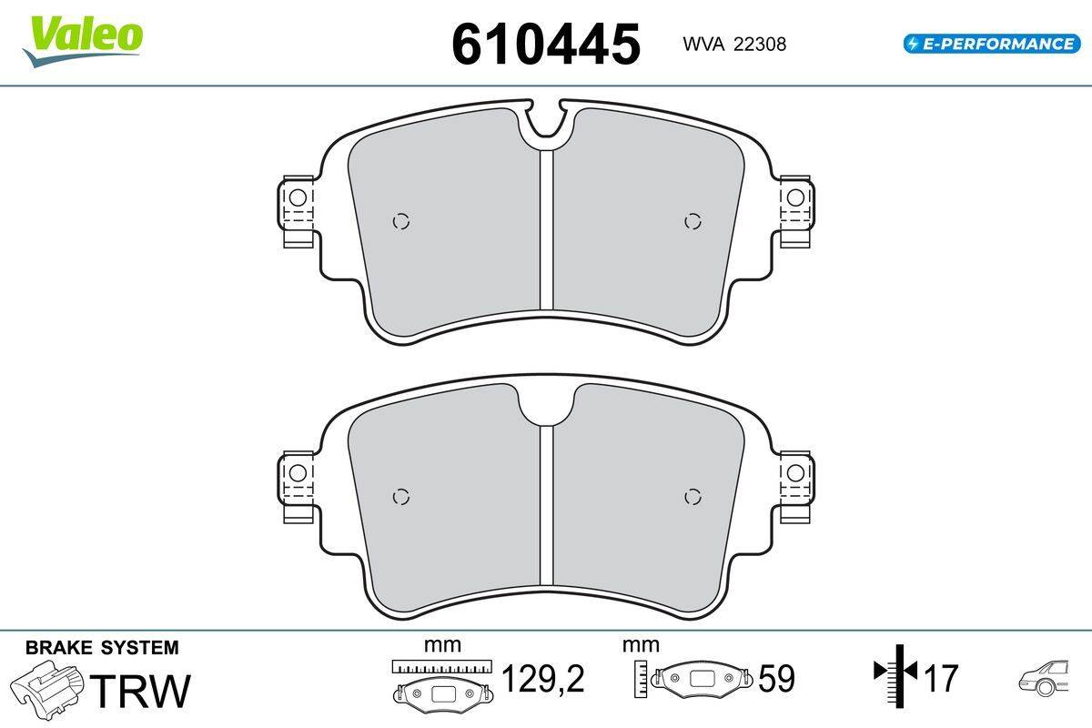 Valeo 610445 Bremsbelagsatz, Scheibenbremse