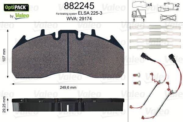 Valeo 882245 Bremsbelagsatz, Scheibenbremse