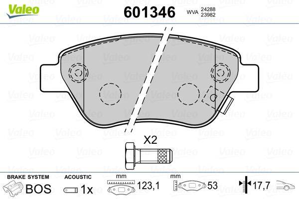 Valeo 601346 Bremsbelagsatz, Scheibenbremse