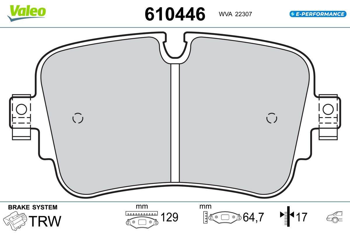 Valeo 610446 Bremsbelagsatz, Scheibenbremse