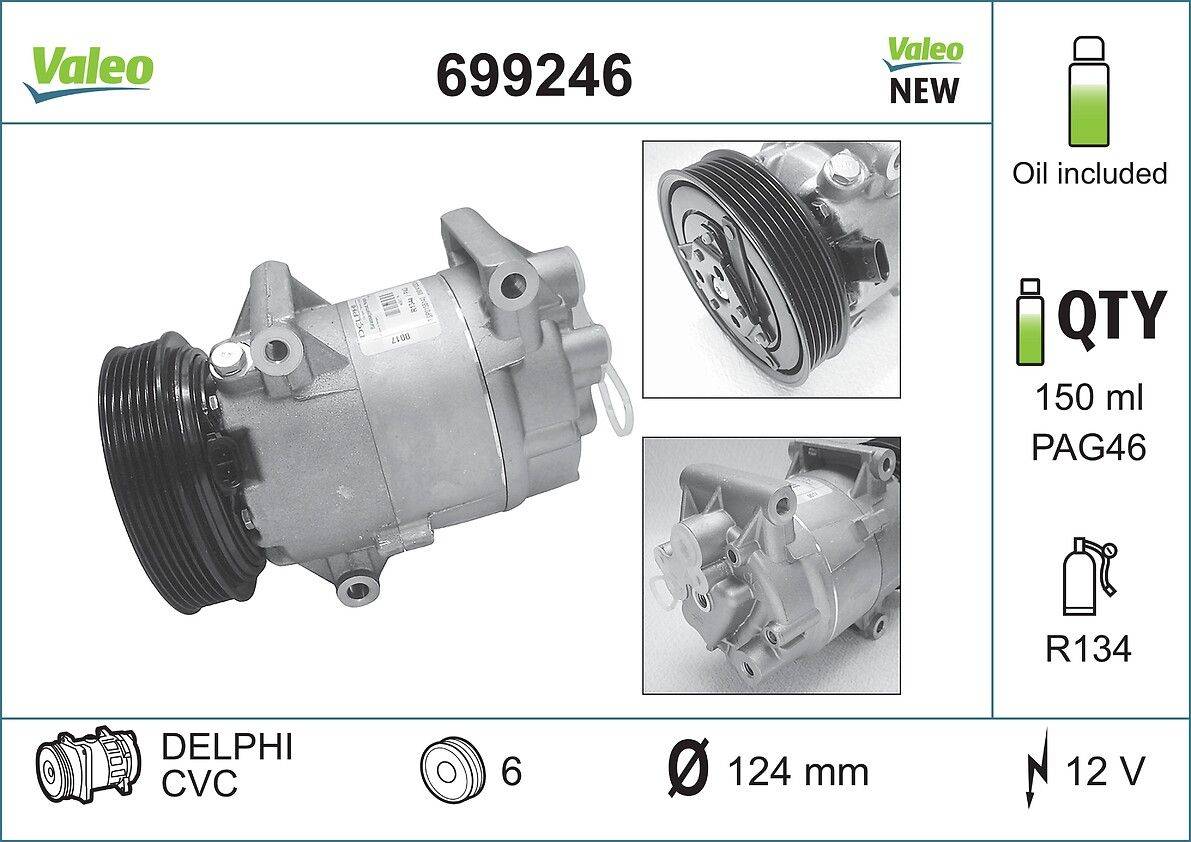 Valeo 699246 Kompressor, Klimaanlage