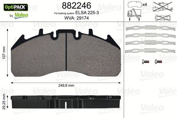 Valeo 882246 Bremsbelagsatz, Scheibenbremse