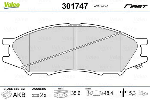 Valeo 301747 Bremsbelagsatz, Scheibenbremse
