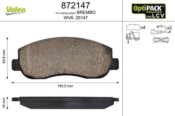 Valeo 872147 Bremsbelagsatz, Scheibenbremse