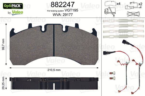 Valeo 882247 Bremsbelagsatz, Scheibenbremse