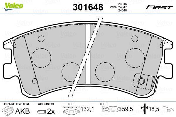 Valeo 301648 Bremsbelagsatz, Scheibenbremse
