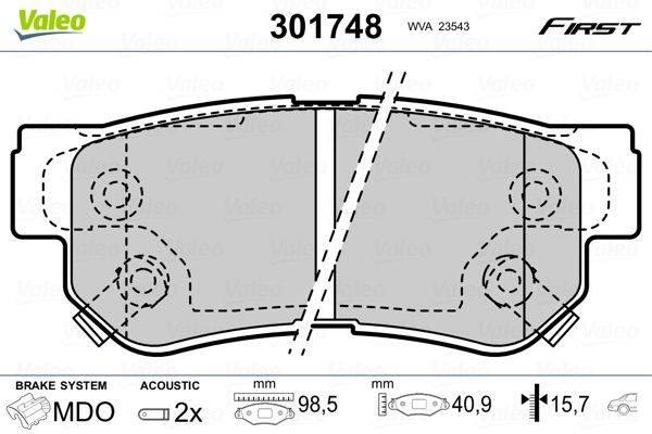Valeo 301748 Bremsbelagsatz, Scheibenbremse