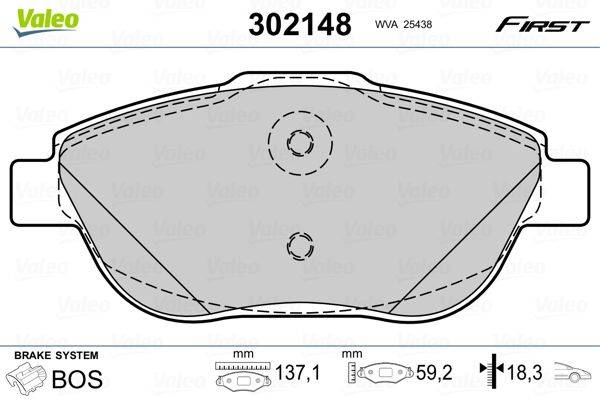 Valeo 302148 Bremsbelagsatz, Scheibenbremse