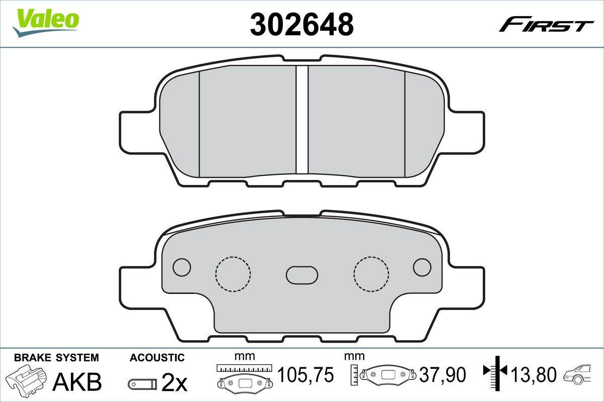 Valeo 302648 Bremsbelagsatz, Scheibenbremse