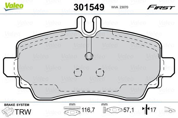 Valeo 301549 Bremsbelagsatz, Scheibenbremse
