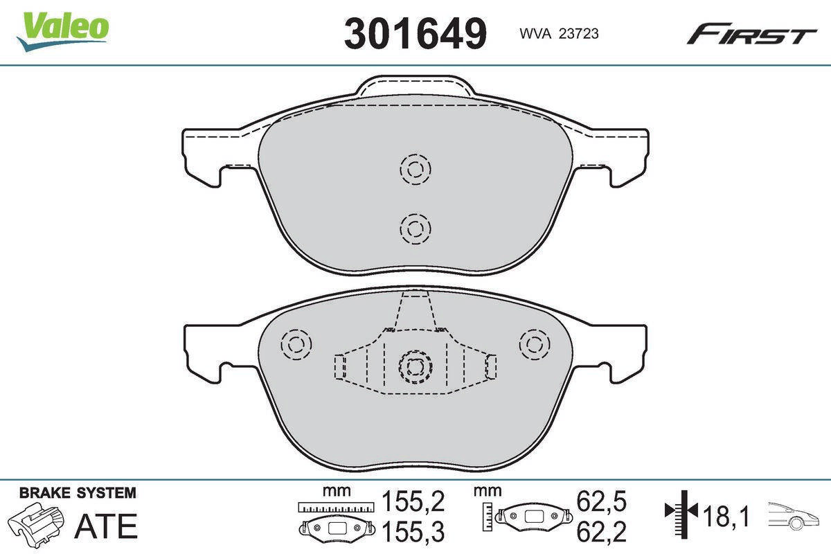 Valeo 301649 Bremsbelagsatz, Scheibenbremse