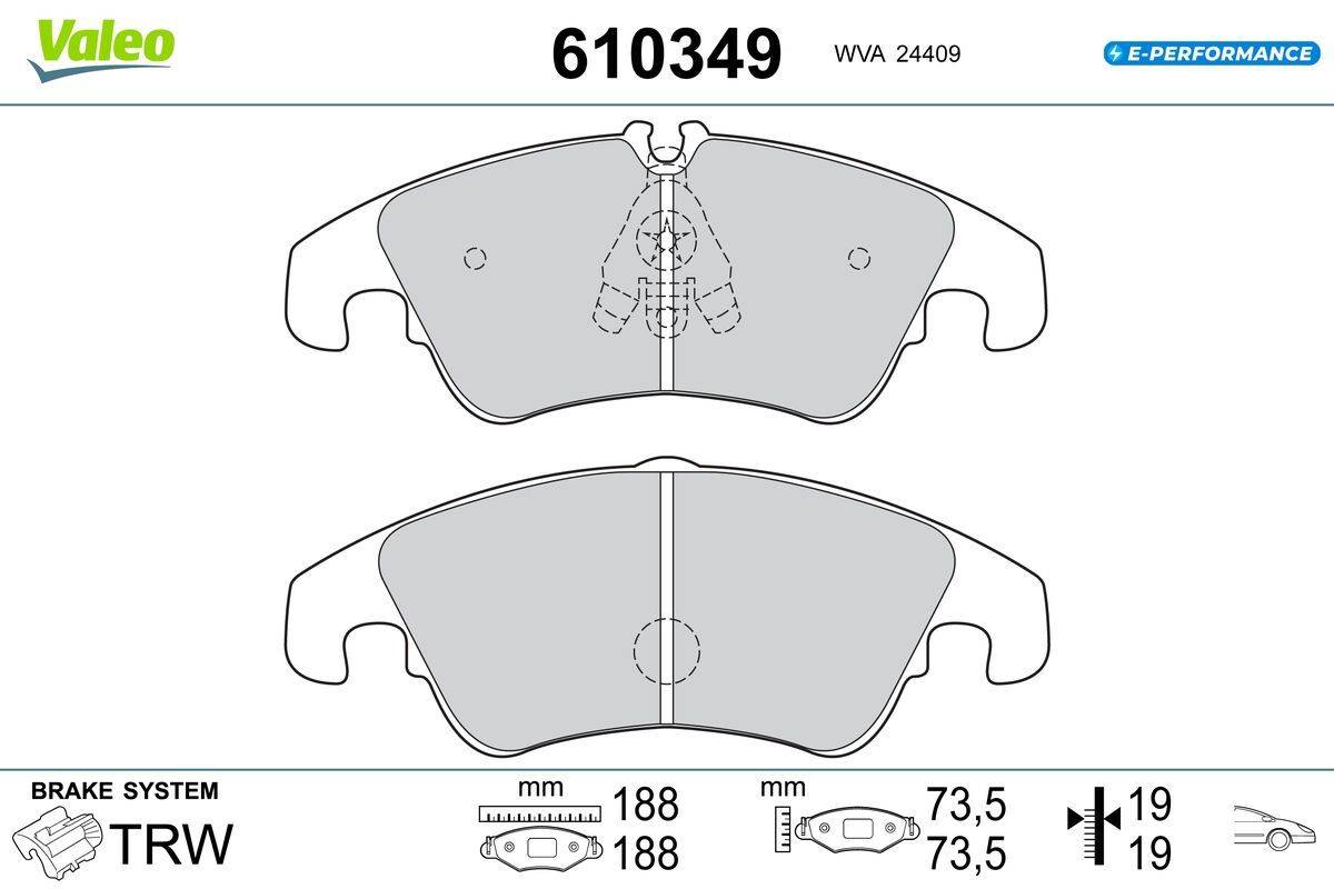 Valeo 610349 Bremsbelagsatz, Scheibenbremse