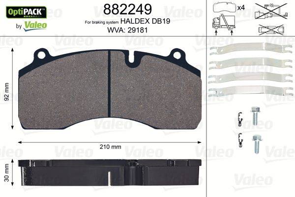 Valeo 882249 Bremsbelagsatz, Scheibenbremse