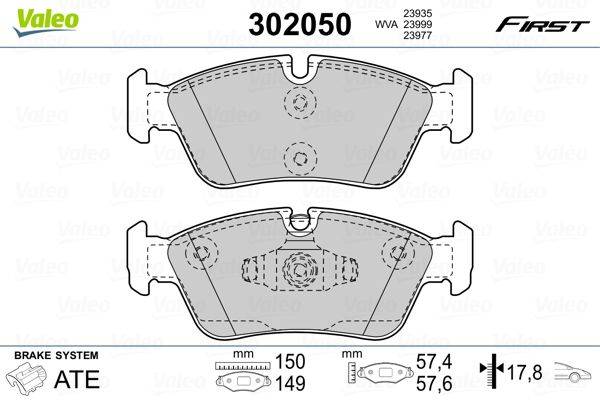 Valeo 302050 Bremsbelagsatz, Scheibenbremse
