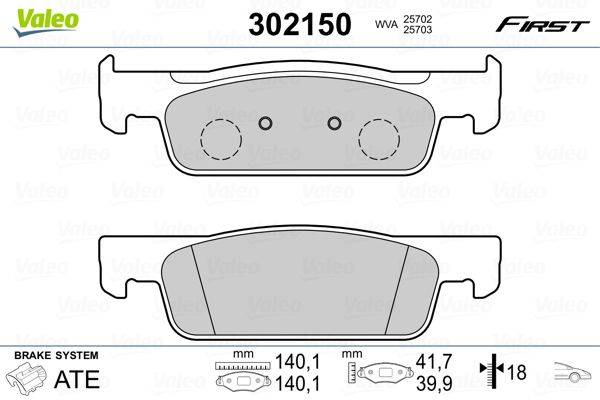 Valeo 302150 Bremsbelagsatz, Scheibenbremse