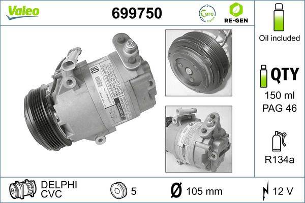 Valeo 699750 Kompressor, Klimaanlage