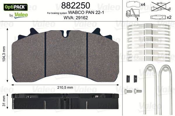 Valeo 882250 Bremsbelagsatz, Scheibenbremse