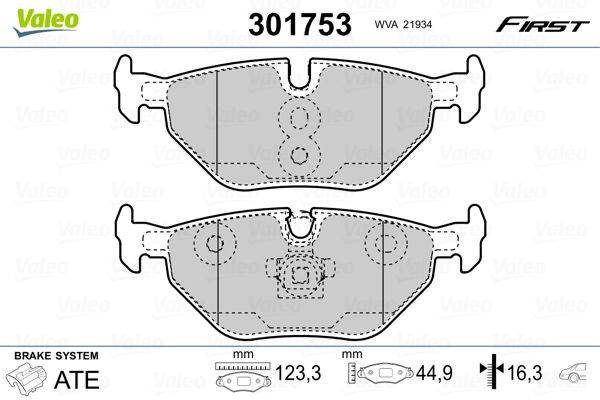 Valeo 301753 Bremsbelagsatz, Scheibenbremse