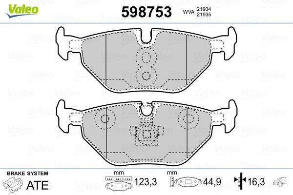 Valeo 598753 Bremsbelagsatz, Scheibenbremse