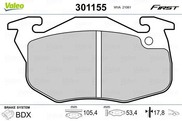 Valeo 301155 Bremsbelagsatz, Scheibenbremse