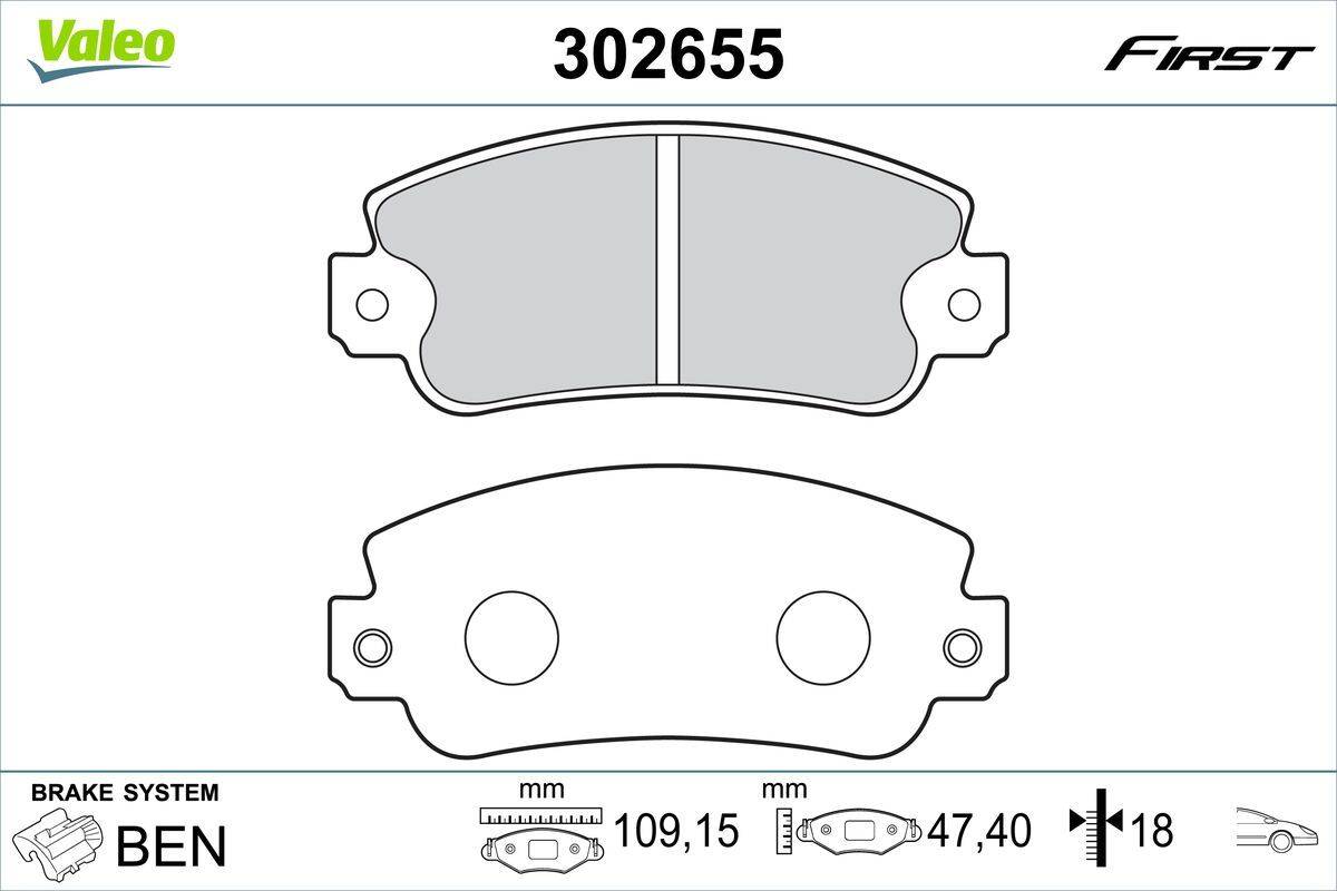 Valeo 302655 Bremsbelagsatz, Scheibenbremse