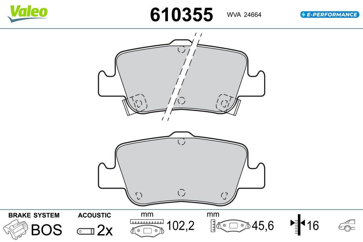 Valeo 610355 Bremsbelagsatz, Scheibenbremse