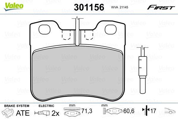 Valeo 301156 Bremsbelagsatz, Scheibenbremse