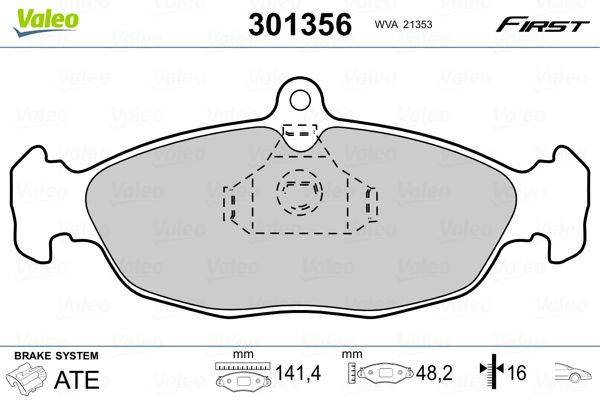 Valeo 301356 Bremsbelagsatz, Scheibenbremse